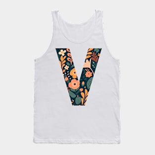 Whimsical Floral Letter V Tank Top